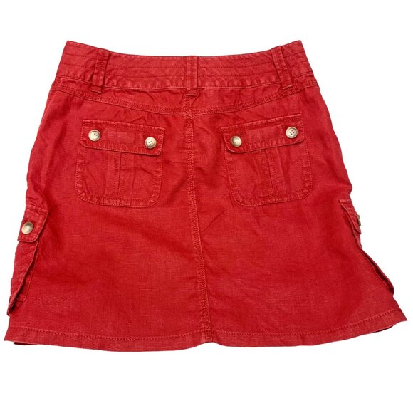 Ann Taylor Crimson‎ 100% Linen Cargo Mini Skirt - Picture 6 of 8